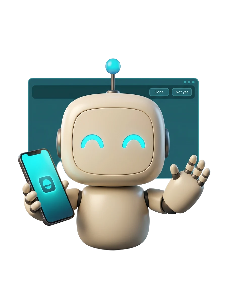 Bob holds a phone for an evening check-in